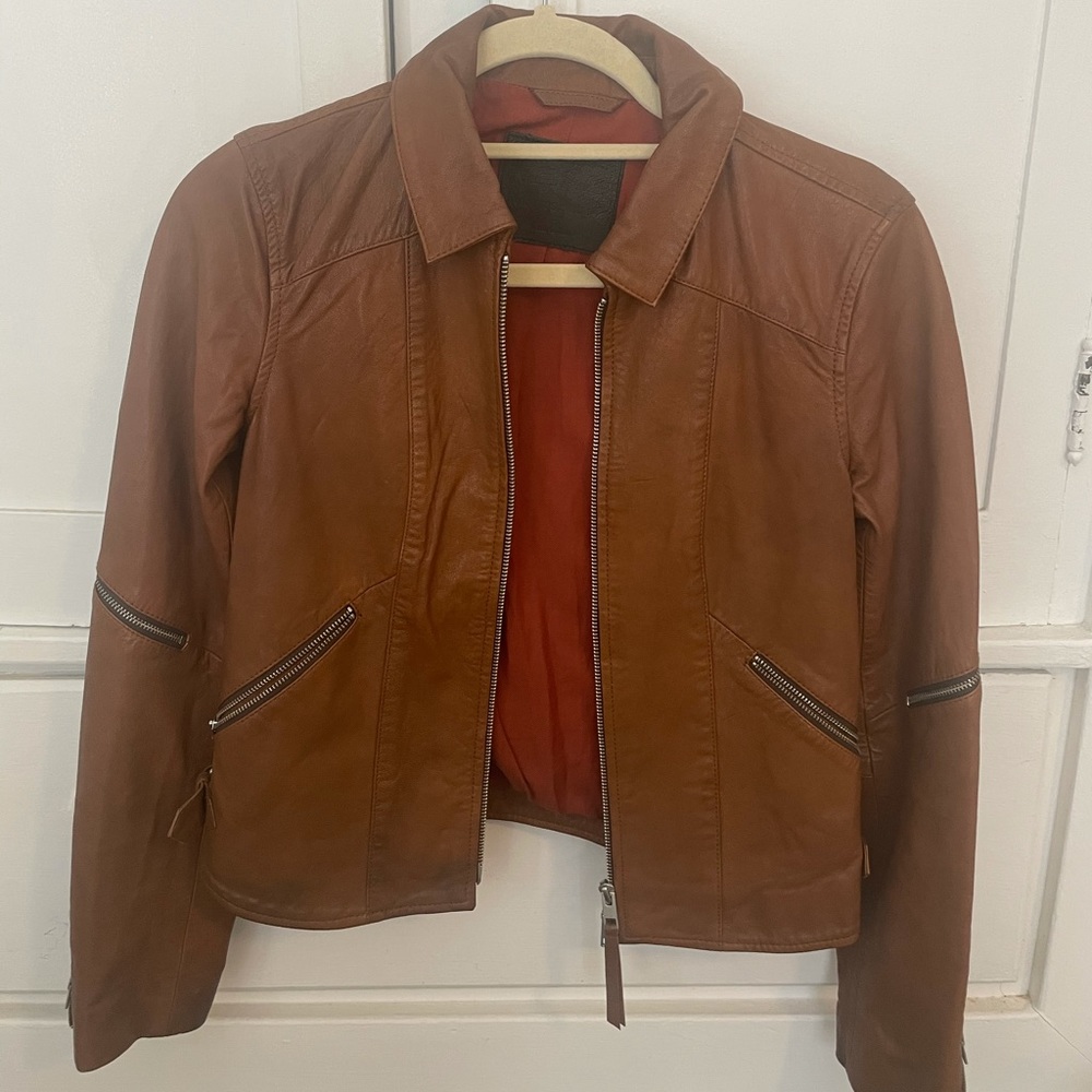 All Saints Limited Edition brown leather jacket